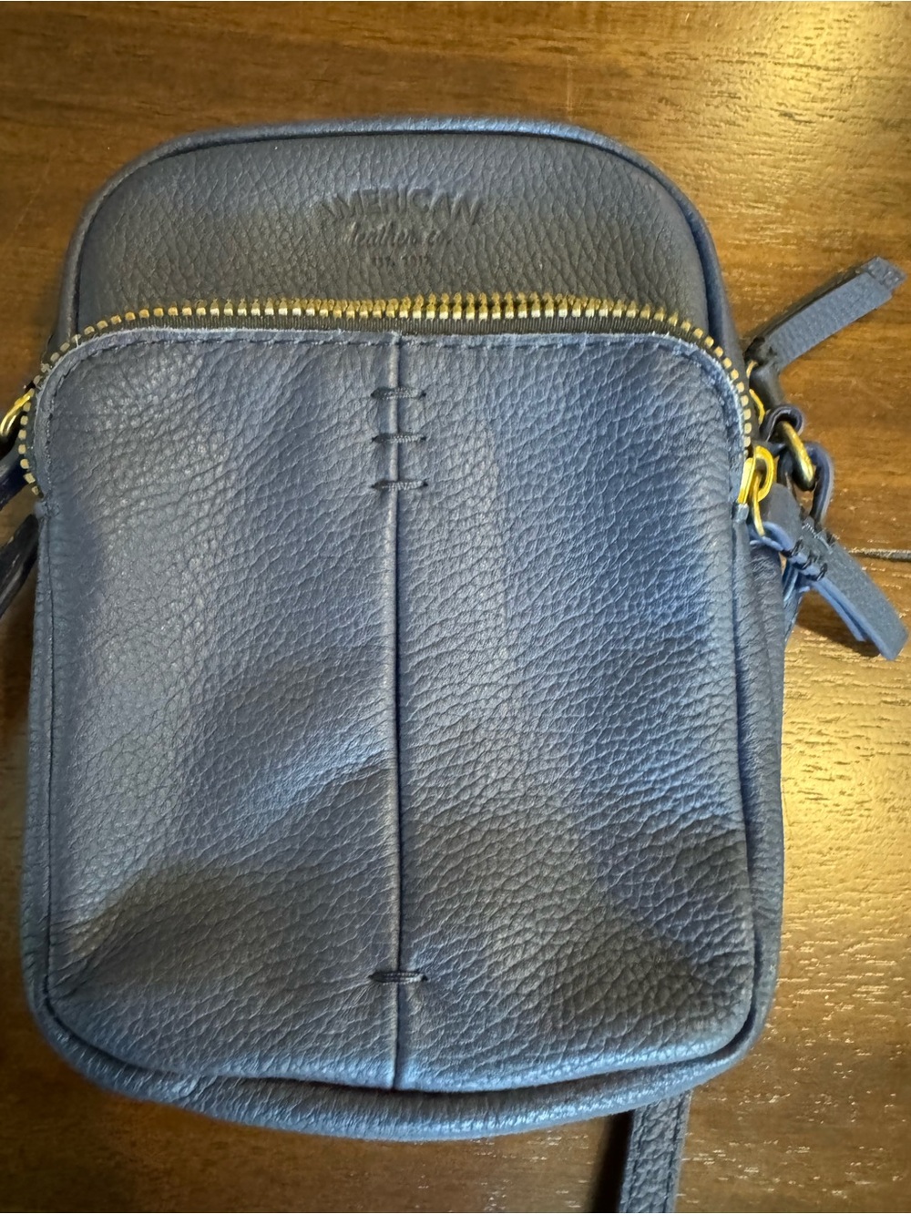 American Leather Co. Cleveland Mini Leather Phone Crossbody Bag Slate Blue